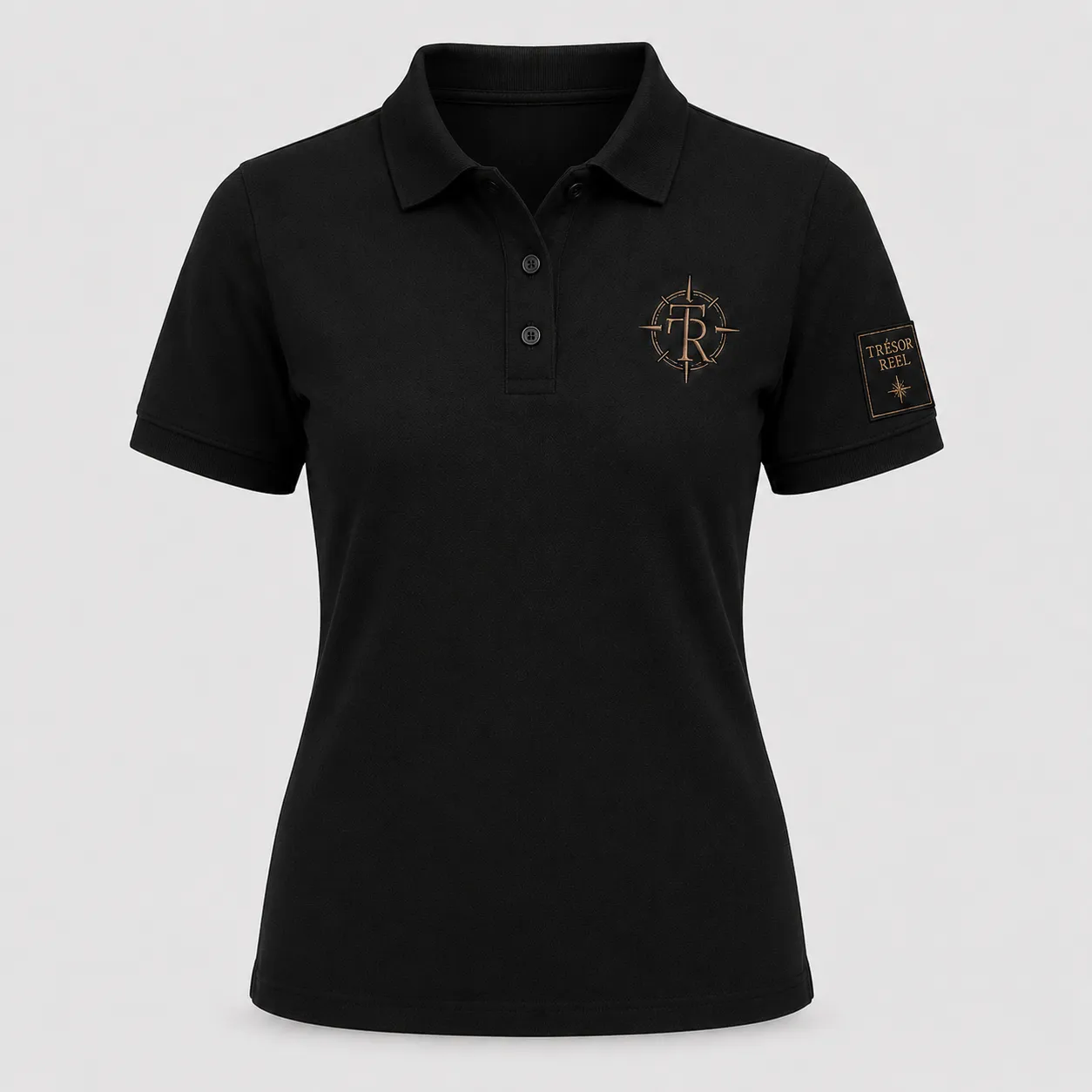 Polo femme noir, vue de face